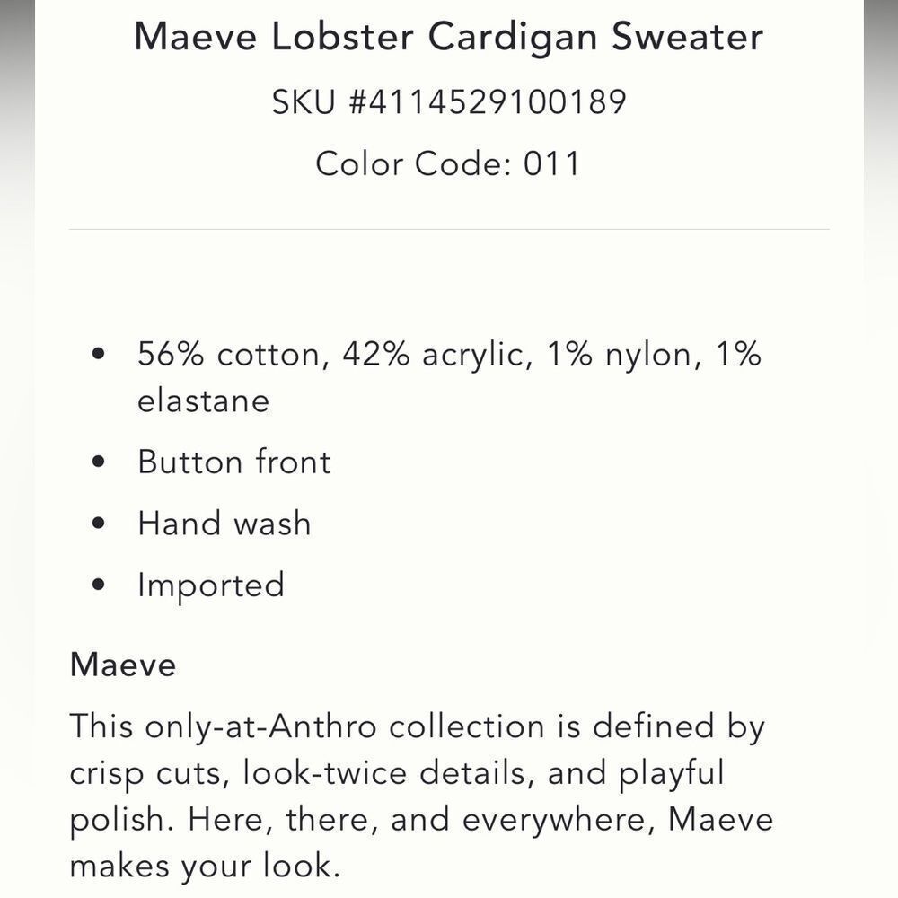 Anthropologie Maeve Lobster Cardigan Sweater - Picture 10 of 11